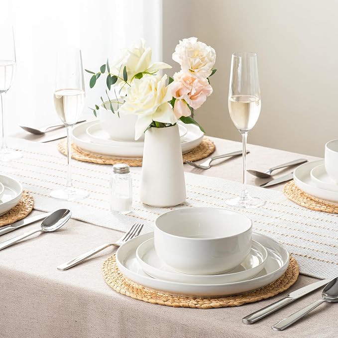 EWFEN Plates and Bowls Sets, 12 Pieces Ceramic Dinnerware Set - Image 8