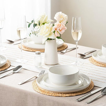 EWFEN Plates and Bowls Sets, 12 Pieces Ceramic Dinnerware Set - Image 8