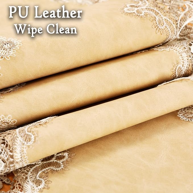 Lace Table Runner, Waterproof Oil-Proof PU Leather Table Runner - Image 6