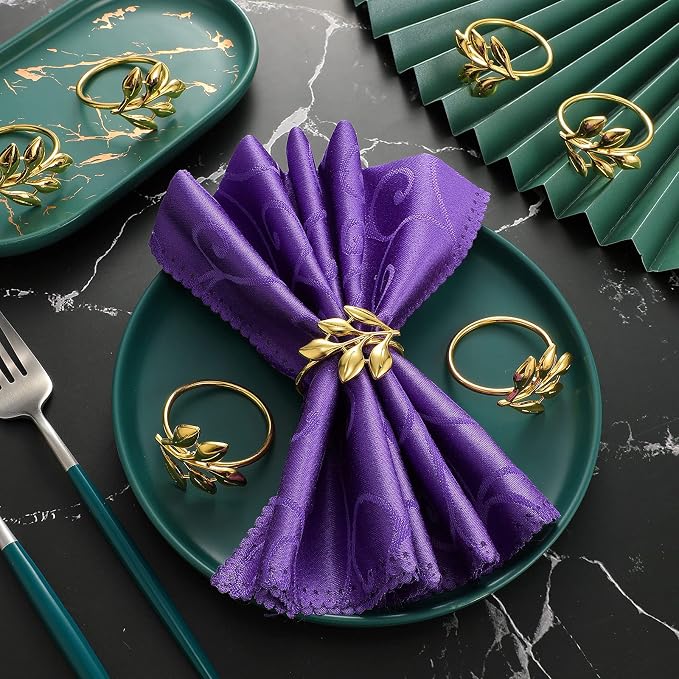 WILLBOND Leaf Napkin Rings Holders Fall Party Napkin Rings - Image 8