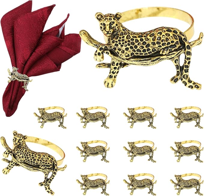 Gold Leopard Napkin Rings Set of 12 Fall Safari Napkin Rings by DavifinaNapkinRings