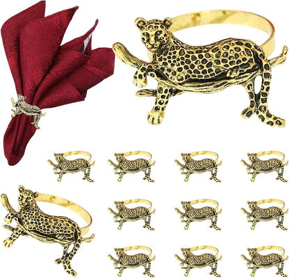 Gold Leopard Napkin Rings Set of 12 Fall Safari Napkin Rings by DavifinaNapkinRings