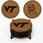 LazerEdge Virginia Tech Hokies Wooden Coaster Set - Cherry Wood - Officially Licensed Product - 4-Pack
