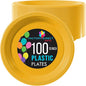 Party Solids Yellow Plastic Plates For Party 10" Yellow Disposable Plates Heavy Duty 100 Pcs Plastic Dinnerware Sets Heavy Duty 350 GSM Disposable Dinnerware Set