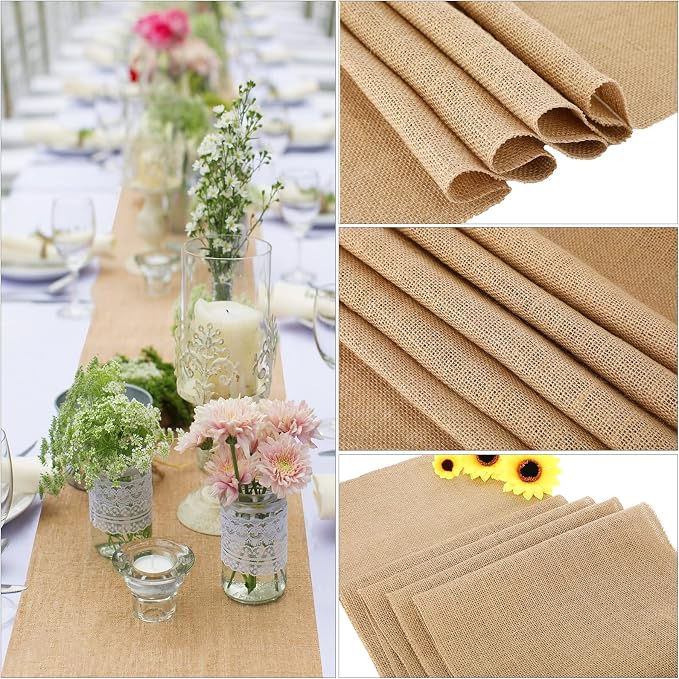 12 Pack Burlap Table Runners 12 x 71 Inch Rustic Table Runner Bulk Jute - Image 3