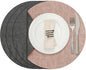 Myir JUN Round Placemats, Dual Sided Faux Leather Place Mats Set of 4 Indoor/Outdoor Non-Slip Washable Table Mats (Gray Pink, Set of 4)