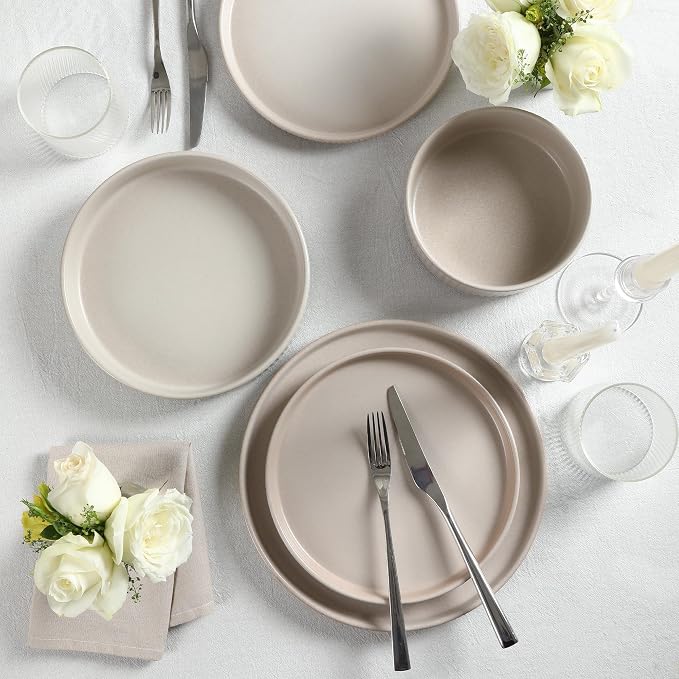 Stone Lain Haven Modern Stoneware 4 Piece Pasta Bowl Sets, Dish Set - Image 7