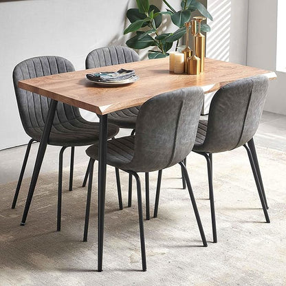 Rectangular Dining Table Set for 4 with PU Leather Chairs - Modern Kitchen Table and Chairs Set for Small Spaces - Dark Gray