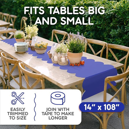 Royal Blue Scallop Table Runner, Disposable Plastic, 5 Pack - Image 5