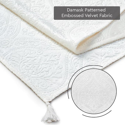 Encasa XO Table Runner, Embossed Velvet, Elegant 13"x94" | White, 175 GSM - Image 5