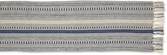 DII Farmhouse Braided Stripe Table Runner Collection, French Blue - Image 2