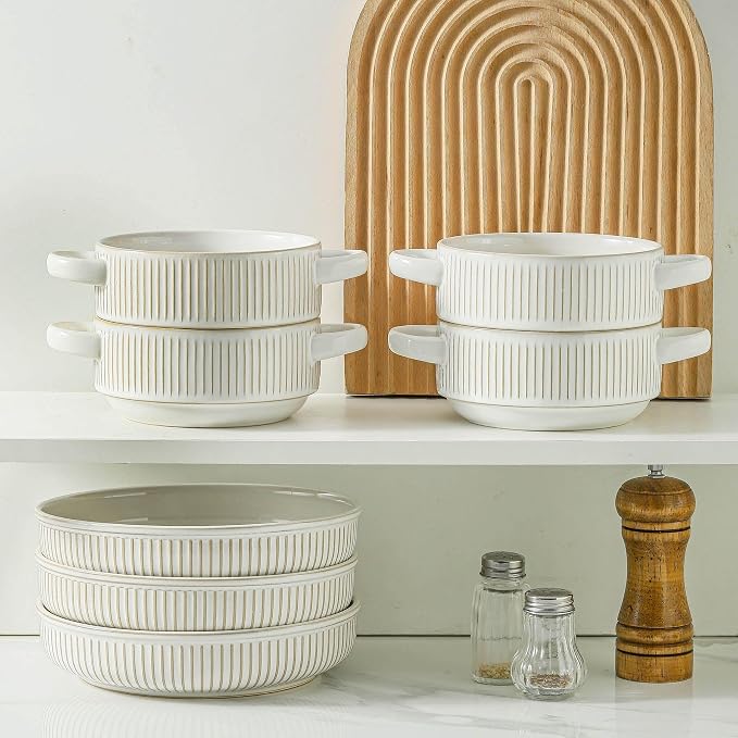 Soup Bowls with Handles, 23 oz French Onion Soup Crocks, Stackable Soup Bowl - Image 7