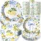 250 Pcs Amalfi Lemon Disposable Paper Plates and Napkins | Italian Amalfi Coast by Newtay