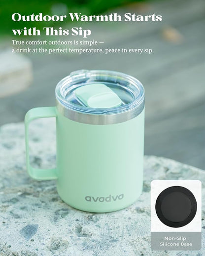 12oz Insulated Coffee Mug with Lid – Includes Two Lids, Stainless Steel Coffee - Image 6