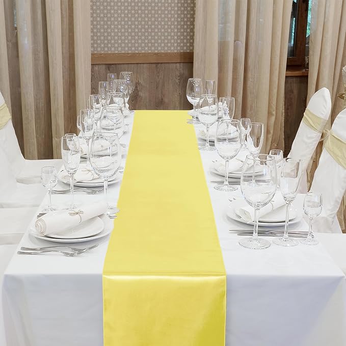 Aneco 12 Pack Satin Table Runner 12 x 108 Inch Pastel Rainbow Long Wedding - Image 4