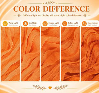 2 Pack Orange Cheesecloth Table Runner 17x108 Inch Boho Rustic Semi Sheer Gauze - Image 6