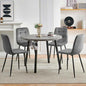 Kitchen Table and Chairs Set for 4, 37" Grey Round Dining Table with Hooks, Solid MDF Faux Wood Tabletop, Grey Velvet Dining Chairs Upholstered Side Chair with Back