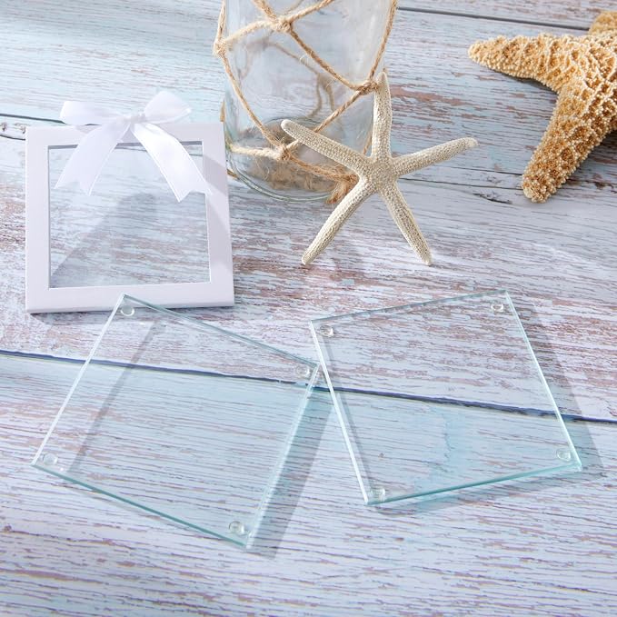 Kate Aspen Clear Glass Drink Coasters Set of 12 - Image 8