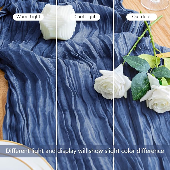 Cheesecloth Table Runner 10FT 3Pcs Blue Boho Gauze Sheer Runners | Cheese Cloth - Image 8