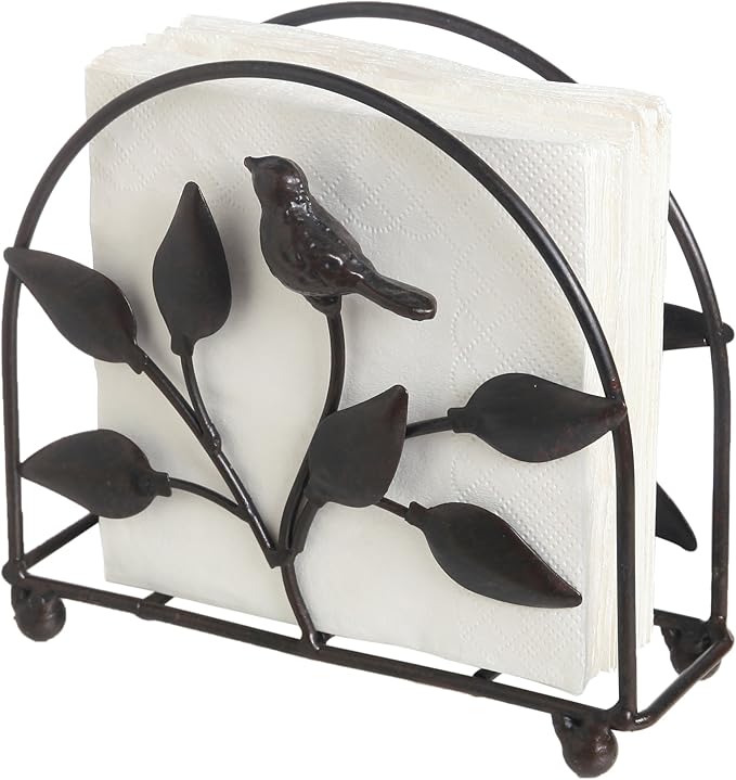 Cast Iron Bird & Tree Classic Napkin Holder/Tabletop Freestanding Tissue by Owlgift