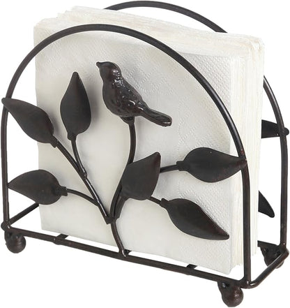 Cast Iron Bird & Tree Classic Napkin Holder/Tabletop Freestanding Tissue by Owlgift