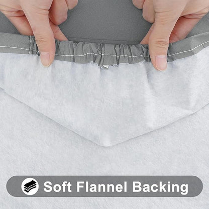 Smiry Rectangle Tablecloth, Elastic Fitted Flannel Backed Vinyl Tablecloths for 8ft Folding Tables, Waterproof Wipeable Table Covers for Indoor, Outdoor, Picnic and Camping (Grey, 30"x96")