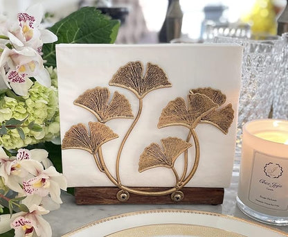 Golden Ginkgo Vertical Napkin Holder | Elegant Contemporary Disposable Paper - Image 8