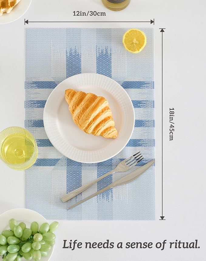 Leetaltree Geometric Print Blue Placemats Set of 6 - Image 8