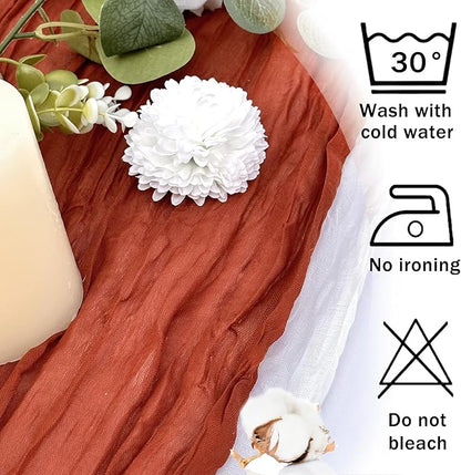 12 Pack Terracotta Cheesecloth Table Runner 22x120 Inch-Naturally Dyed Colors Sheer Gauze Cheese Cloth Wedding Bridal Shower Birthday Party Thanksgiving Table Runner Fall Decor