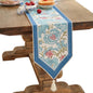 Patdrea Designer Vintage French Linen Table Runner, Elegant Blue Floral Pattern by patdrea