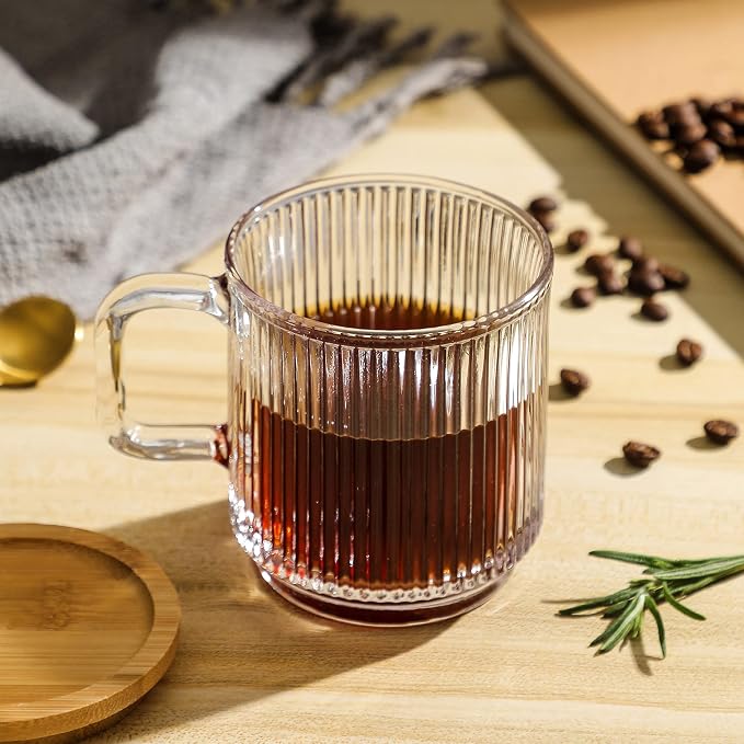 Lysenn Clear Glass Mug with Lid, Premium Glass Coffee Mug, 12 oz Tea Cup | - Image 3