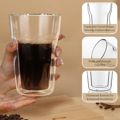 Joeyan Double Wall Glass Tumbler, 16.9oz Tall Insulated Drinking Highball - Image 4