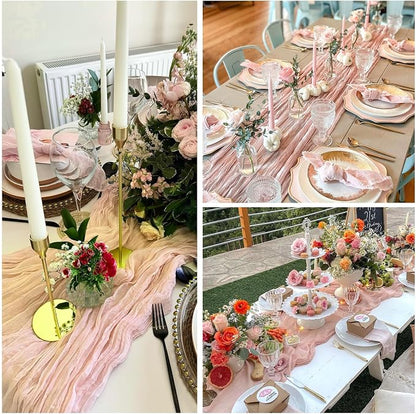 6 Pack Blush Pink Cheesecloth Table Runner 35 x 120 Inch | Boho Gauze Fabric - Image 6