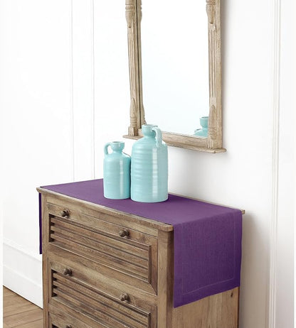 Solino Home 100% Linen Table Runner Purple, Classic Hemstitch 14 x 36 in | - Image 4
