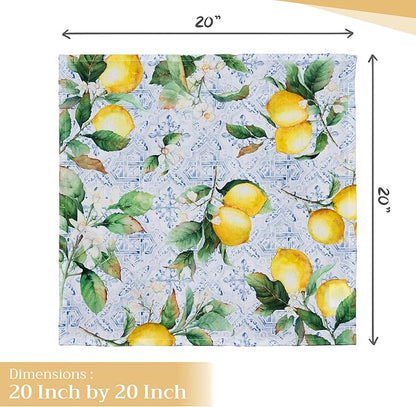 Maison d' Hermine Cloth Napkins Set of 4 100% Cotton Everyday Reusable Square Napkins Cloth Washable Dinner Party Wedding Restaurant Valentines Day Decorations Spring/Summer (Citrus, 20" x 20")