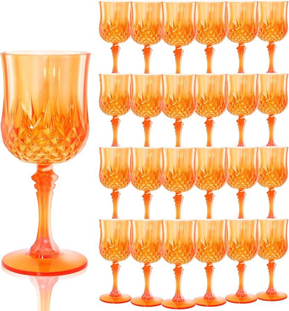 24Pack Plastic Wine Glasses, 7oz Vintage Goblets by LEYIQU