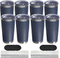 20oz Travel Coffee Tumbler 8 Pack, Lids and Straws, Stainless Steel | Double by UIRZOTN