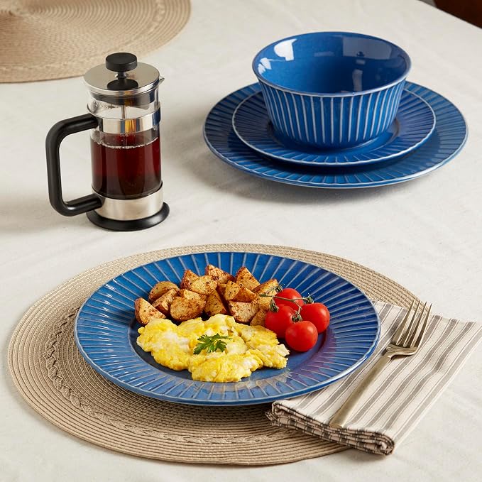 Tabletops Gallery Richmond 12-Piece Reactive Glaze Stoneware Dinnerware Set of - Image 4