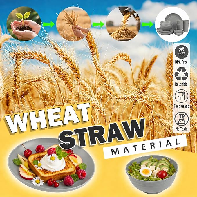Kids Wheat Straw Dinnerware Sets - Image 6