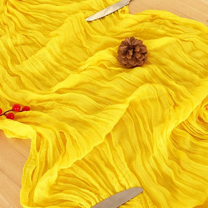 8 Pack Yellow Cheesecloth Table Runner 120 Inch Boho Wedding Decor | - Image 5
