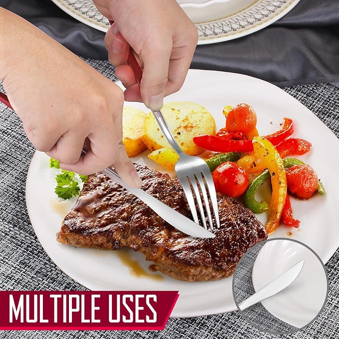 VANVRO Gradient Red Silverware Set, 20-Piece Stainless Steel Flatware Set - Image 5