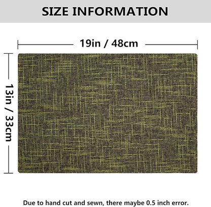 Kevin Textile Christmas Burlap Linen Placemats Set of 6 Heat Resistant Dining Table Place Mats Washable Kitchen Table Mats for Dinning Party Holiday Indoor Outdoor, 13 x19 inches, Peridot Green