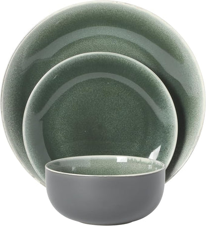 Gibson Elite Pine Coast Plates and Bowls Sets, 12-Piece Stoneware Dinnerware - Image 9