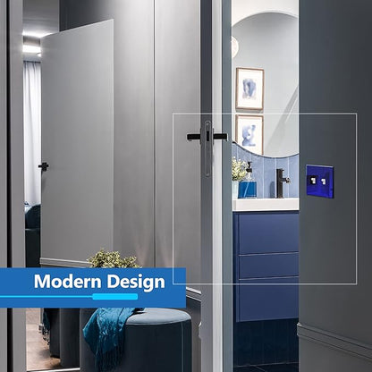 LIDER Double Toggle Switch Acrylic Wall Plate, Mirrored Dual Light Switch Plate, Plexiglass Switch Cover, Reflective Finish, Modern Decoration Upgrade, Oversized 2-Gang 5.25" x 5.25", Blue, 5 Pack