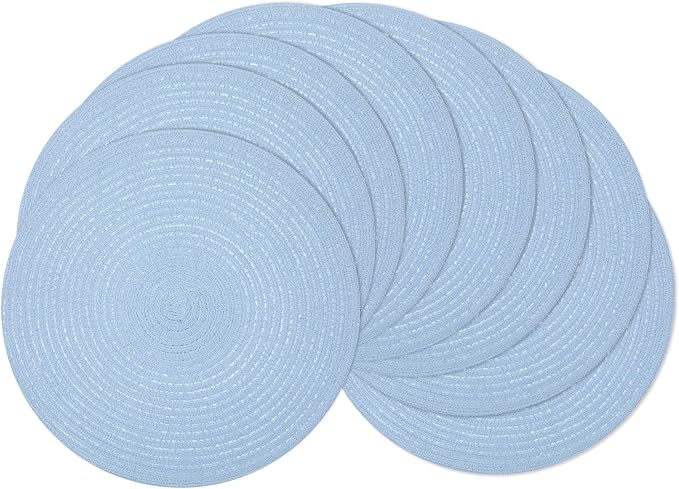 SHACOS Round Braided Placemats Set of 8 Washable 15 inch Round Non Slip Table by SHACOS