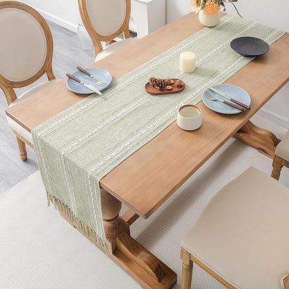 Farmhouse Rustic Sage Green Table Runner - Image 3