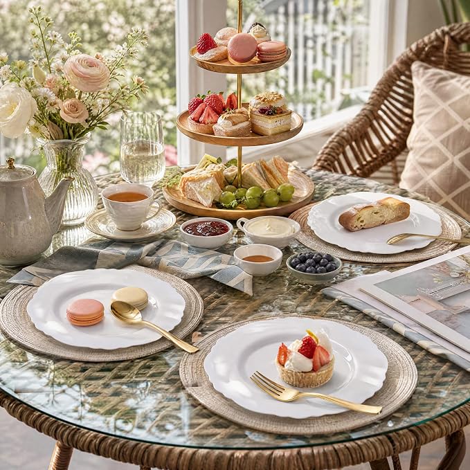 60pcs White Plastic Dessert Plates -7.5inch Baroque White Disposable - Image 7
