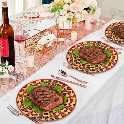 180pcs Red Cheetah Print Plates and Napkins Party Supplies, Serves 60 | - Image 6