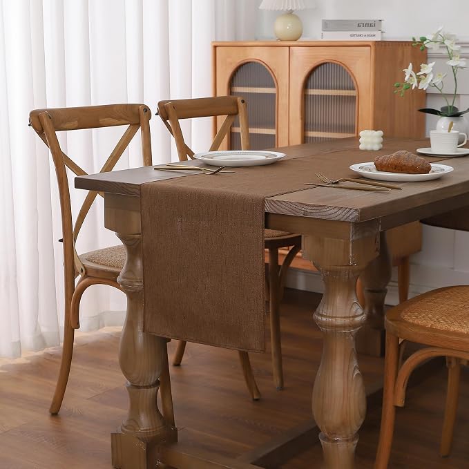 Gernaice Solid Color Table Runner, Rustic Cotton Linen Farmhouse Table Runners by Gernaice