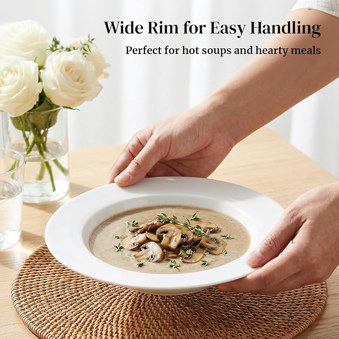 DOWAN Soup and Pasta Bowls Set of 4, 8 Ounces Pasta Plate, Microwave & - Image 5